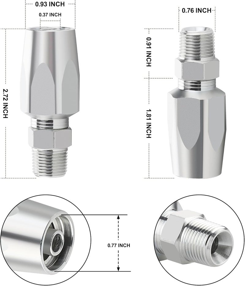 ANCIMOON 2PCS 3/8'' Reusable Hydraulic Fittings, Size #6 Single Wire Hydraulic Hose Repair Kit - Image 4